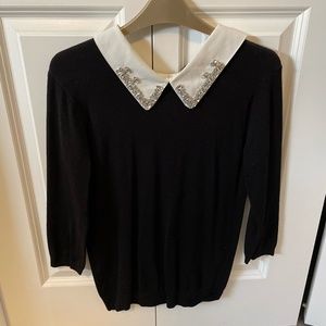 ZARA COLLARED BLACK WHITE JEWELLED DRESS SHIRT